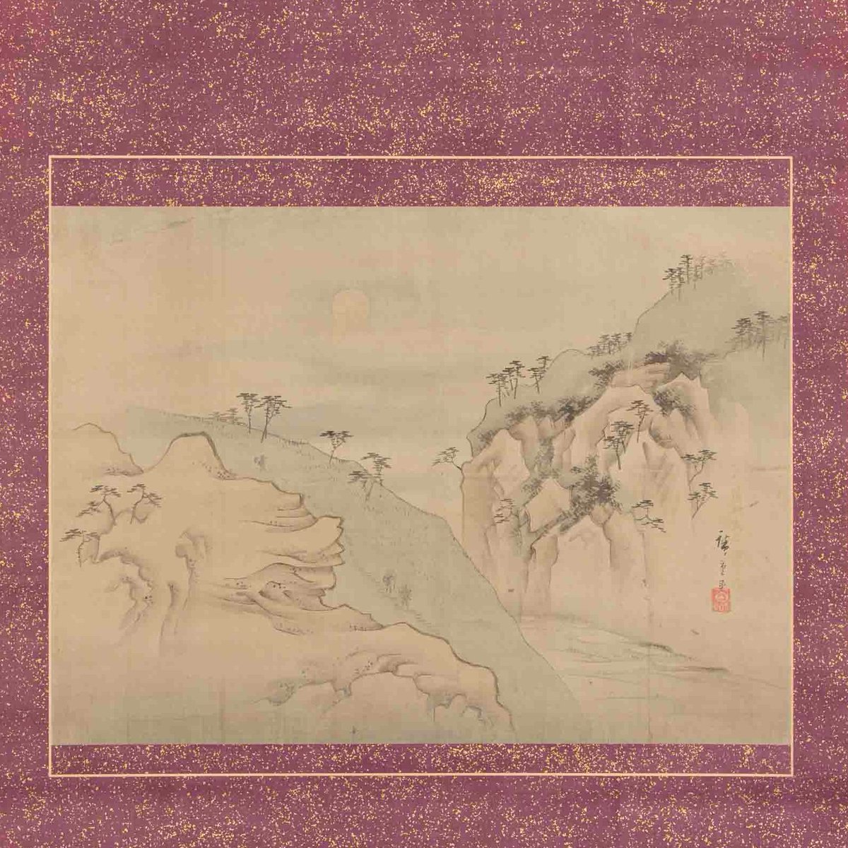 夜の景をとらえた歌川広重「信州更科田毎の月」。中廻しに使われている