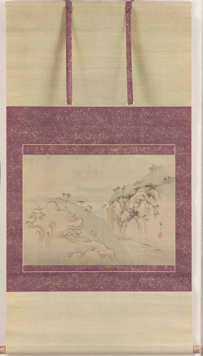 夜の景をとらえた歌川広重「信州更科田毎の月」。中廻しに使われている