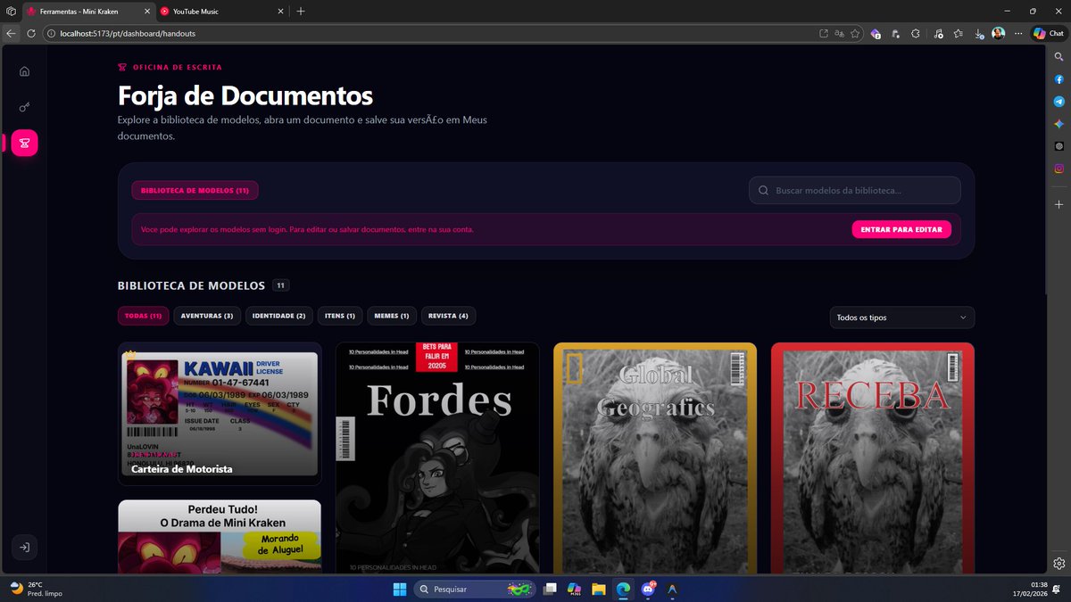 Em breve será possível ver os modelos de documentos sem estar logado. a ideia é facilitar e tornar mais acessível o painel.