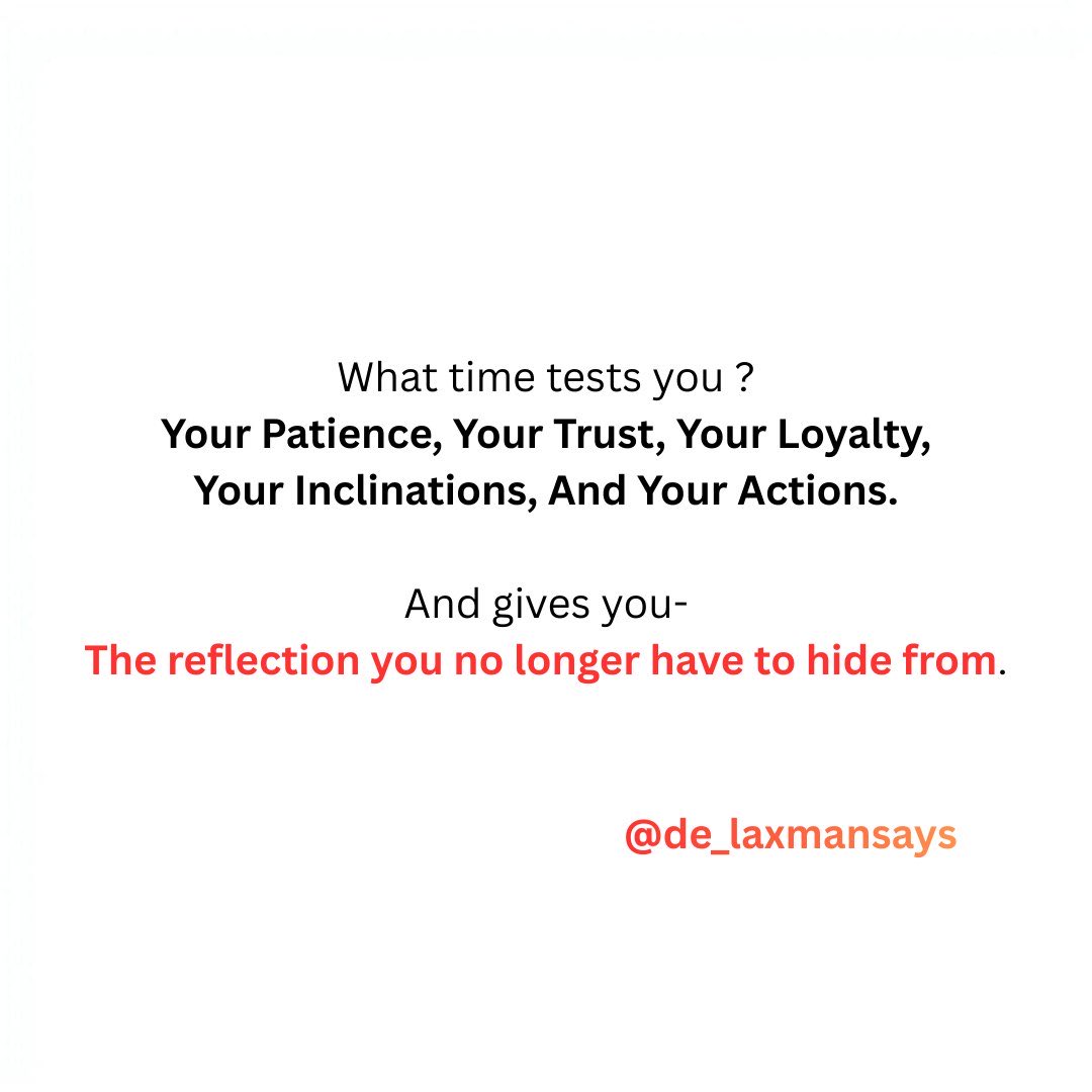 laxmanwritings's tweet photo. Time doesn't just pass; it carves. It asks the hard questions and waits for your life to provide the answers. Every test of patience and every choice made in the dark eventually comes to light. Trust the process of becoming.

 #InternalStrength #WordsofWisdom #TimeIsATeacher https://t.co/RSUsF4h5v4