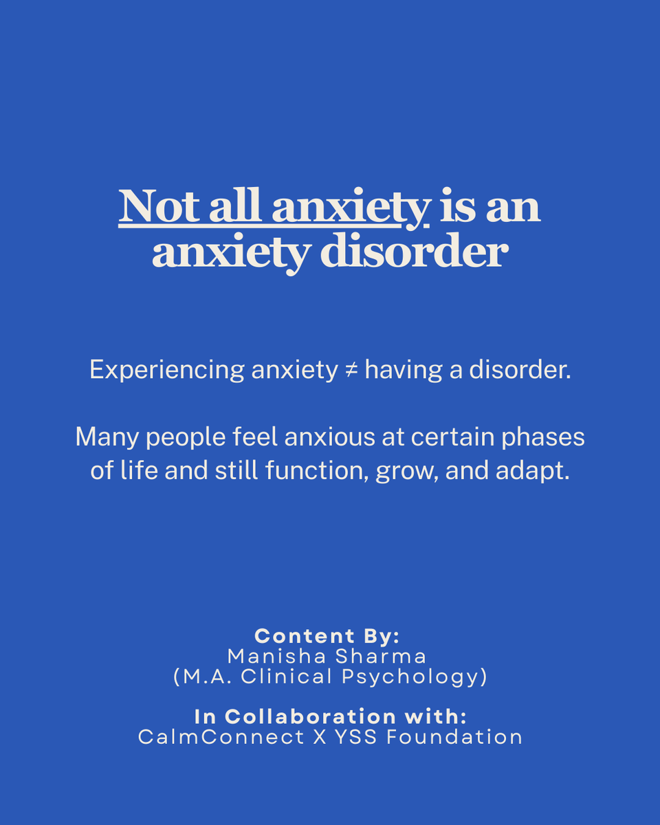 CalmConnectApp's tweet photo. Anxiety is often discussed without clear distinction between normal response and clinical condition.
In high-pressure environments, context matters.
Not every anxious experience signals disorder.
Clarity builds more responsible awareness. https://t.co/O5thag7lDw