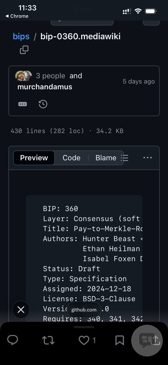 BIP-360 - the draft proposal for Pay-to-Merkle-Root (P2MR) remains under discussion: a Taproot-like construction that removes the key path, committing only to a script Merkle root to reduce long-lived pubkey exposure to CRQC threats. A structural mitigation, not full post-quantum