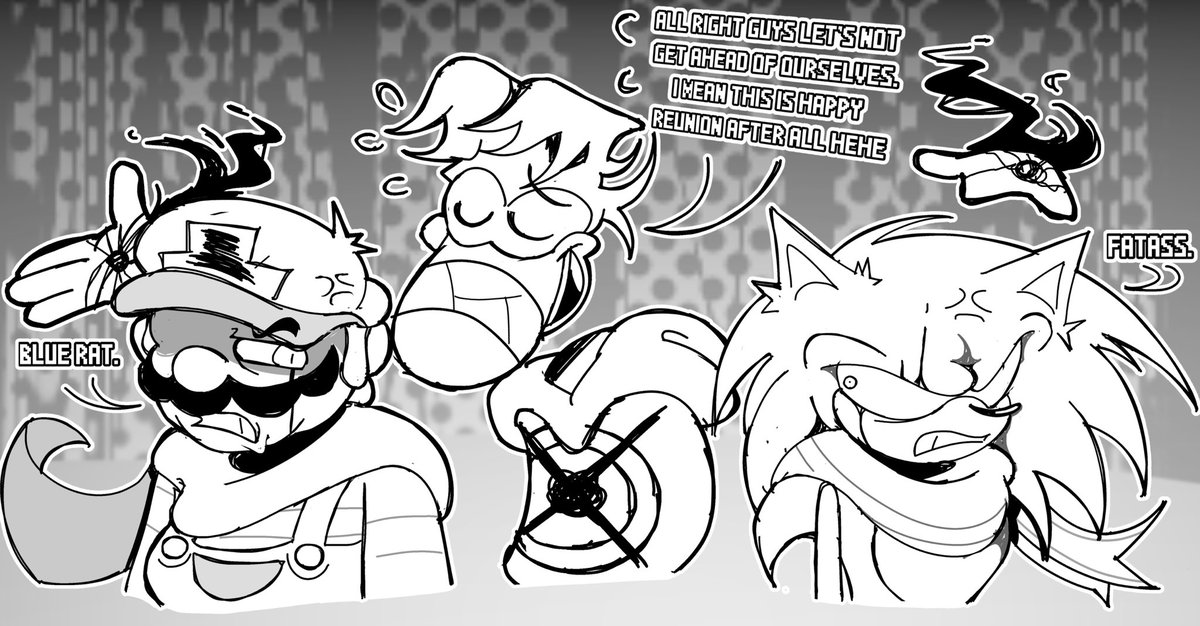 I kept seeing twitter fan arguing about Mario and sonic and it’s just straight up these two over and over again lmao

#THEDIGITALTRIOS #SonicTheHedgehog #supermario #AU #art