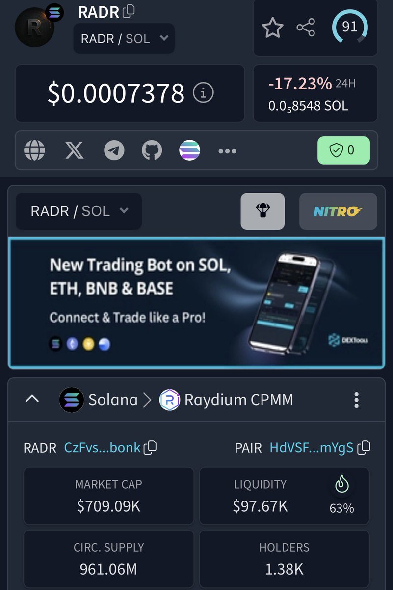 I grabbed a bag of <a href="/radrdotfun/">Radr Labs</a> recently. I believe it’s very undervalued here. Found this altcoin gem thanks to <a href="/Waterman_crypto/">Crypto Waterman</a> 

Let me talk a bit about it. Privacy is the missing piece of crypto if you think about it. Every transaction is public. Every wallet is traceable.