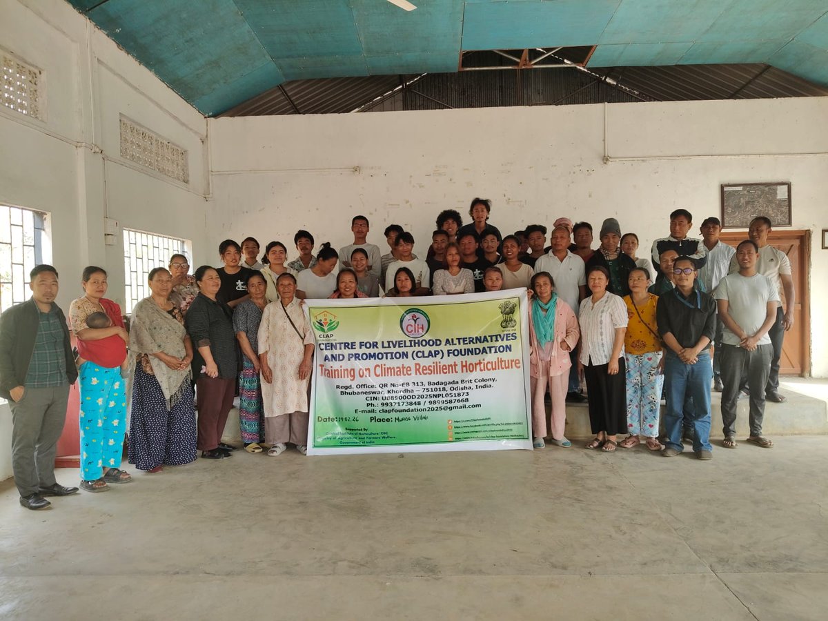 ClapFounda5250's tweet photo. A training on “Climate Resilient Horticulture (CRH)” was conducted by @ClapFounda5250 supported by #CIH, Dimapur on 14.02.2026 at Dhansiripar RD Block, Dimapur District, Nagaland to strengthen farmers’ capacities on climate-smart horticulture. @AgriNgl @horticulturengl @AgriGoI https://t.co/6a0ClEsHXf