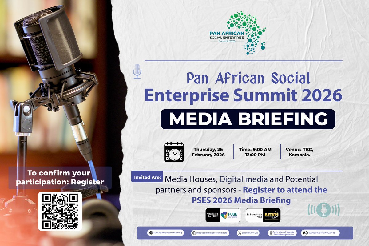 For media houses, digital Media, potential Partners &amp; Sponsors:
Join us at the Pan-African Social Enterprise Summit (PSES) 2026 Media Briefing on 26 Feb 2026
Register to connect, collaborate &amp; amplify impact across Africa's social enterprise ecosystem.
 🔗forms.gle/jLYRSzGD3HGFc3…