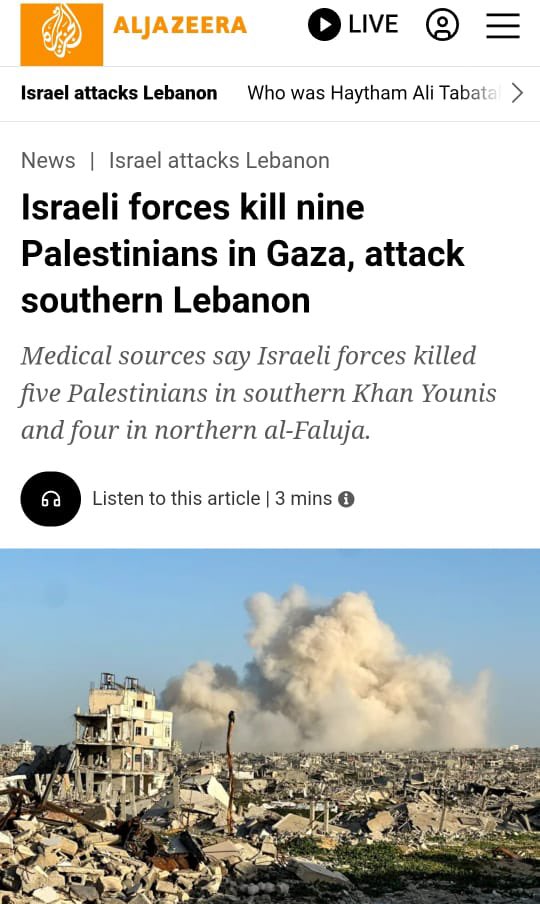 Jansoch33's tweet photo. Al Jazeera reports that nine Palestinians were killed in Gaza on 15 Feb 2026.
If the ceasefire was guaranteed by the USA, what does this say about American credibility?
How can the world trust U.S. assurances when violence continues?
Is this a serious blow to U.S. soft power?
Is this what “Make America Great Again” (#MAGA) means in practice?
Many are now asking:
Who truly holds the power — the United States or Israel?

Free 🇵🇸, Save Gaza 
@SenSanders
 @SenAdamSchiff
 @TuckerCarlson @mtgreenee
 @Bannons_WarRoom
@RealCandaceO
 @TRTWorldNow
 @BBCWorld
 @nytimes
 @MuhammadSmiry
 @DianaMenhem
 @AhmedHAlKhalili
 @PKurzin