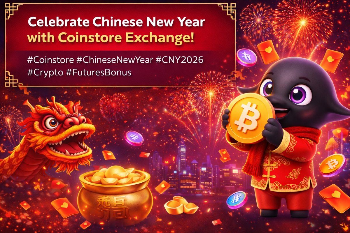 zksyncdomain's tweet photo. @CoinstoreExc Celebrate Chinese New Year with Coinstore Exchange! 🧧
Trade smart, earn big, and enjoy the Futures Bonus this CNY 2026! 🚀
#Coinstore #ChineseNewYear #CNY2026 #Crypto #FuturesBonus https://t.co/Dd02A1BSqg