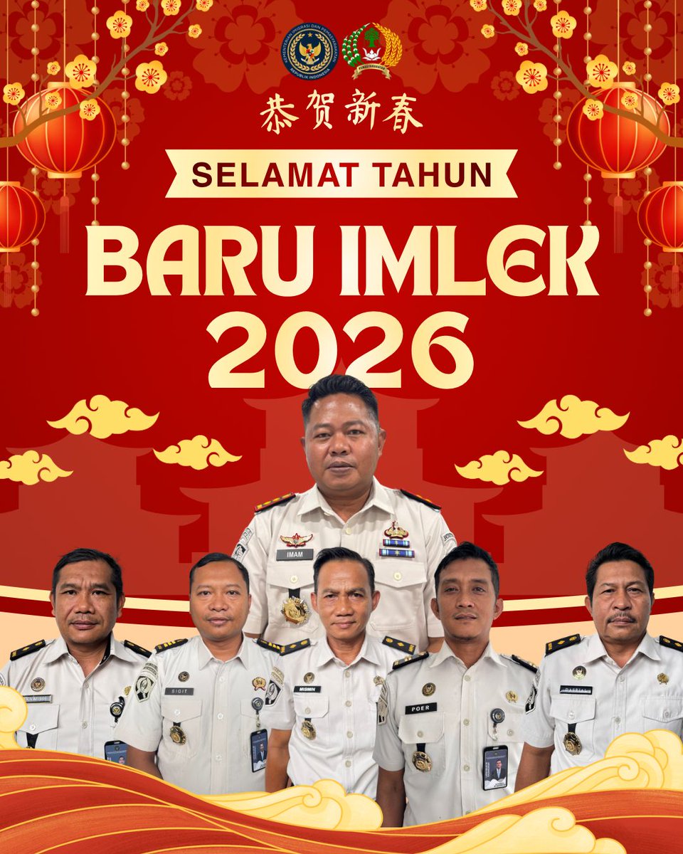 LapasBagan's tweet photo. Keluarga Besar Lapas Kelas IIA Bagansiapiapi Mengucapkan 

SELAMAT TAHUN BARU IMLEK 2026

Gong Xi Fa Cai
“Semoga keberuntungan dan kedamaian selalu menyertai langkahmu” https://t.co/BSHZcgGYhk