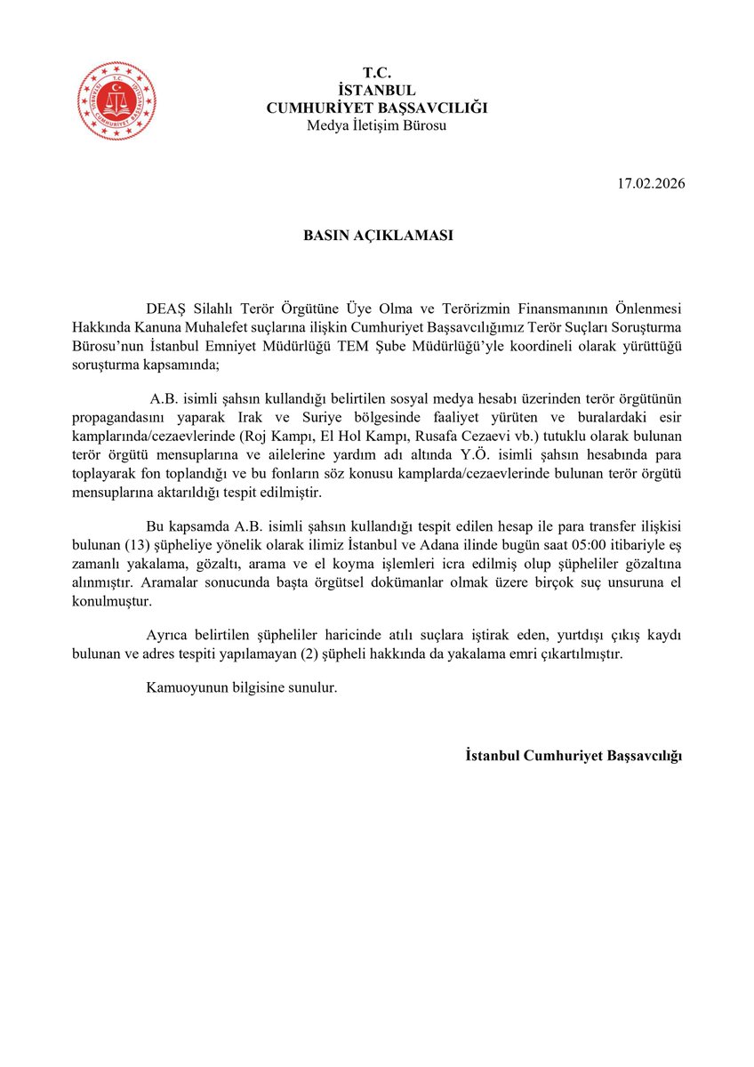 İstanbul Cumhuriyet Başsavcılığı tweet media