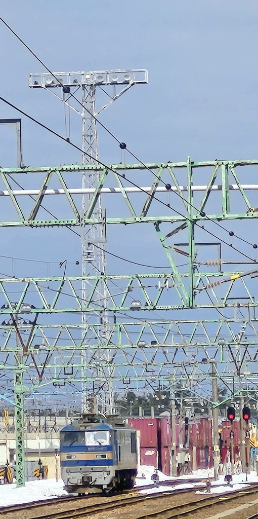 信越線直江津にて、 4060レ EF510-505+コキ16両 3097レ EF510-21+コキ