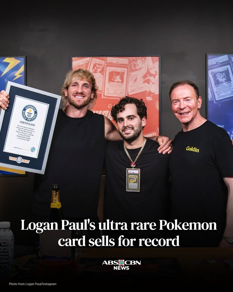 ALMOST A BILLION IN PESOS American YouTuber Logan Paul set a record after  his ultra-rare Pokmon card was sold at auction for $16,492,000 (around  P955,953,311), far above its original purchase price of