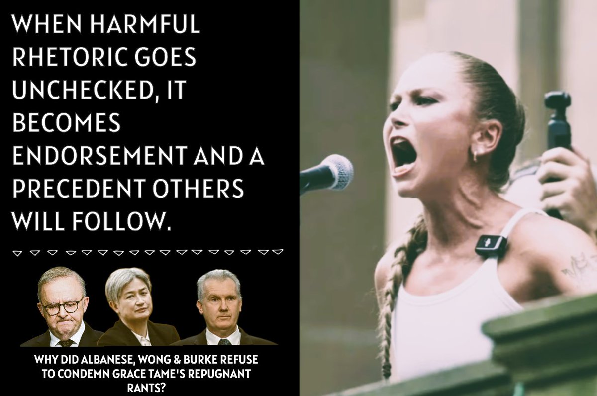 The silence from Labor on Grace Tame's despicable Nazi-esque rants has been deafening.

Albanese lectures us about “social cohesion” yet won’t condemn blatant hatred, division, and toxic rhetoric. 

His inaction speaks volumes of who he truly is.