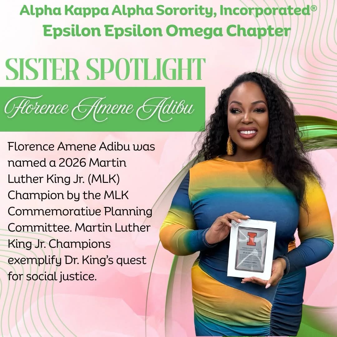 EEOmegaAKA's tweet photo. Congratulations to our Sister, Florence Amene Adibu, on being named a Martin Luther King Jr. Champion for her dedication to social justice and equity!

#AKA1908
#AKAEpsilonEpsilonOmega https://t.co/eqzsPD4wt9