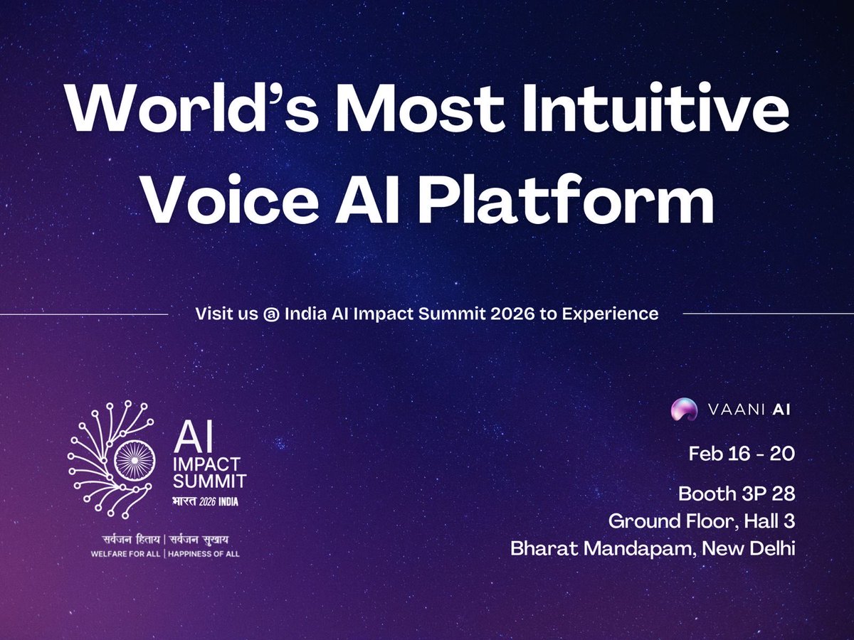 coderatwork7's tweet photo. At India AI Impact Summit 2026, we @VaaniHQ are showcasing real-time conversational AI designed for multilingual, low-resource environments  built for scale and latency. https://t.co/jBqQd3zuGY