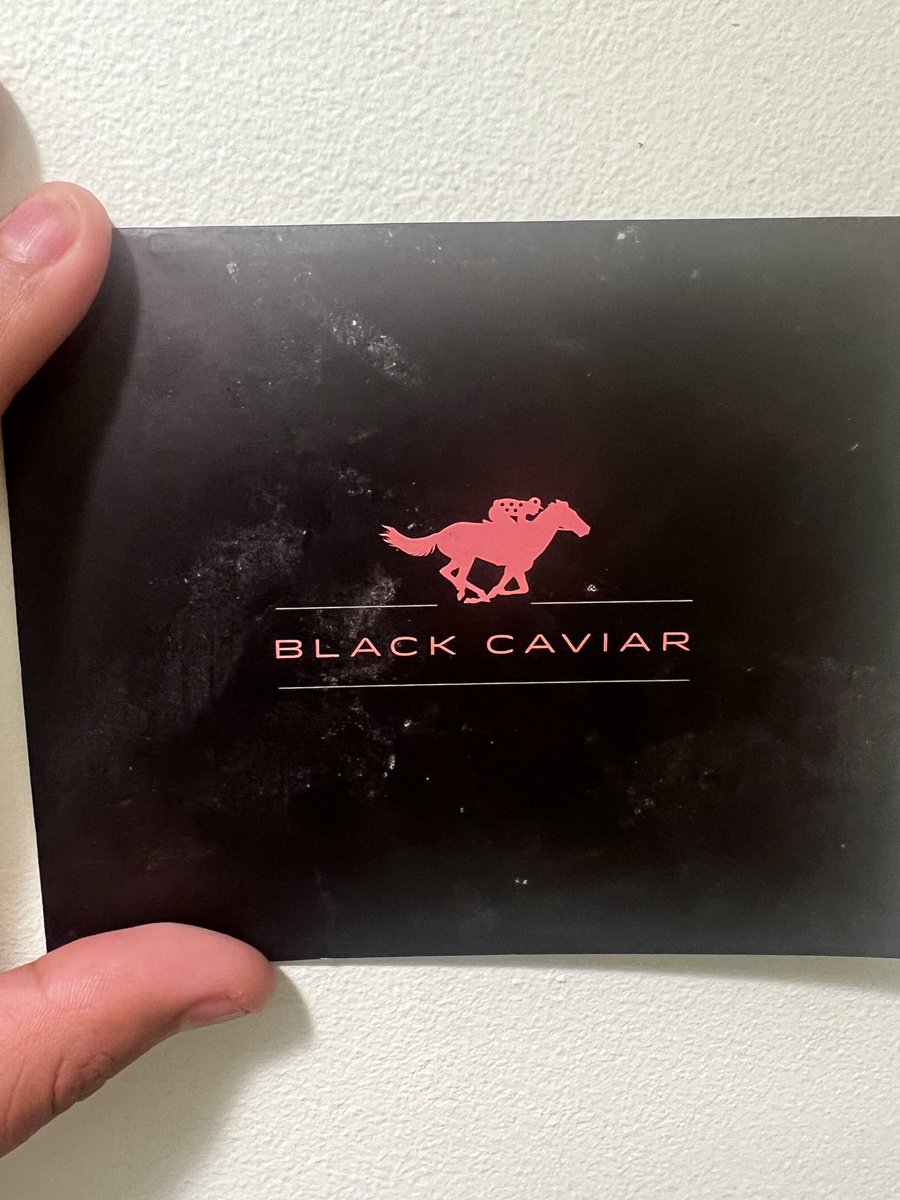 lachlanmitch007's tweet photo. Found this while looking for something else. A special @tabcomau bet slip holder.
The euphoria around her was something else and the merch on offer made her feel like a pop star!
What a mighty mare!
Vale Nelly. 🌹
#BlackCaviar https://t.co/tgw3c4m4XO