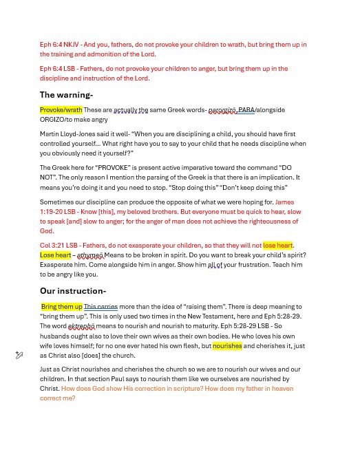 ShaneMurlin's tweet photo. Dug into Ephesians 6:4 today.
This is a passage that is applicable regardless of the age and life status of your children.
Ephesians 6:4 (NKJV) And you, fathers, do not provoke your children to wrath, but bring them up in the training and admonition of the Lord.d https://t.co/JRiAVahQOu