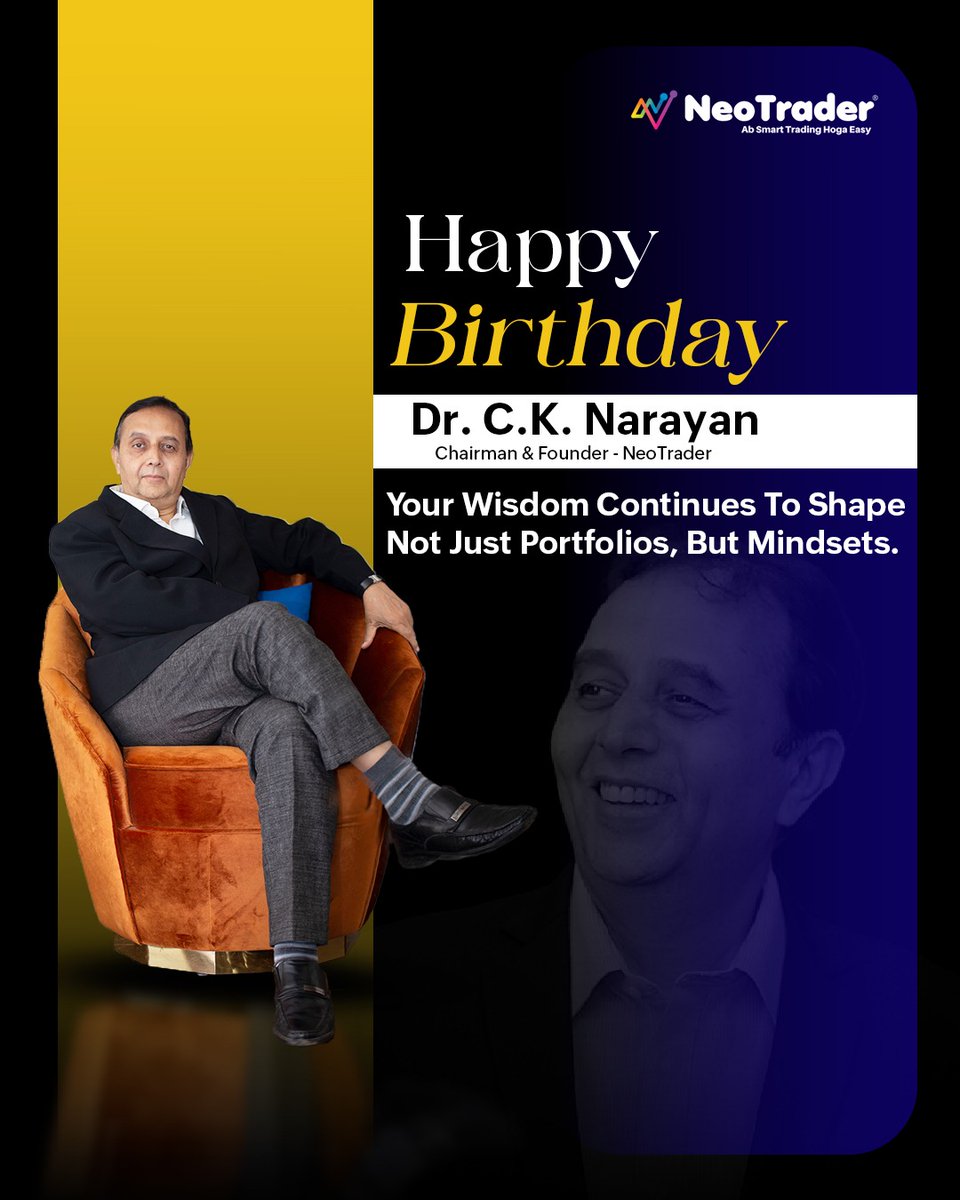 NeoTrader25's tweet photo. Happy Birthday, Dr. C.K. Narayan β your wisdom continues to inspire thousands of traders every day. π
#HappyBirthday #DrCKNarayan #NeoTrader #MarketWisdom
Disclaimer: Investments are subject to market risks.
Please read all documents carefully before investing. https://t.co/7Cmrg35foC