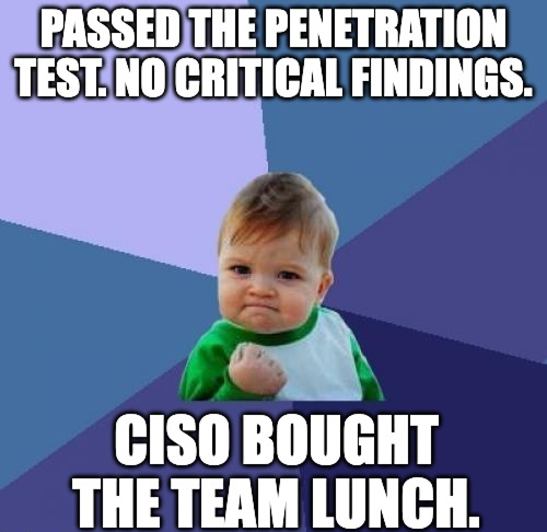 secureslate's tweet photo. That feeling when the pen test comes back with zero critical findings and the CISO buys the whole team lunch 🤜

Security wins hit different when your controls actually work.

SecureSlate helps teams get there.

#CyberSecurity #PenTest #Compliance #GRC #InfoSec #SecureSlate https://t.co/AZrjHrOupO