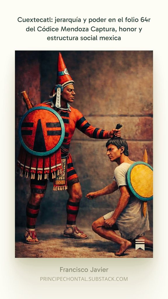 PrincipeChontal's tweet photo. Cuextecatl: jerarquía y poder en el folio 64r del Códice Mendoza.
La captura viva como sistema de mérito y estructura política mexica.
Análisis histórico completo:

https://t.co/zTIFtjdAd8 https://t.co/cBySCbC00u