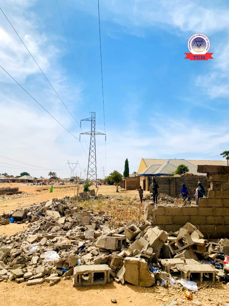 TCN_NIGERIA's tweet photo. The Transmission Company of Nigeria (TCN) observed a demolition exercise conducted by the Bauchi State Infrastructure Development and Maintenance Agency (BASIDMA) on February 11, 2026, at the high-tension corridor along Zango and Yelwa Community in Bauchi.

The operation targeted residential and commercial structure erected within the statutory Right of Way (RoW) of TCN transmission lines. This action follows sustained community sensitization and stakeholder engagement, initiated by TCN in 2025 ensuring grid stability and public safety. 

BASIDMA, responsible for regulating land use, controlling development, and managing infrastructure in Bauchi State, took the decision to demolish the structures following these engagements. The agency's action demonstrates its commitment to enforcing regulations and ensuring public safety.

#tcnnigeria
#electricity