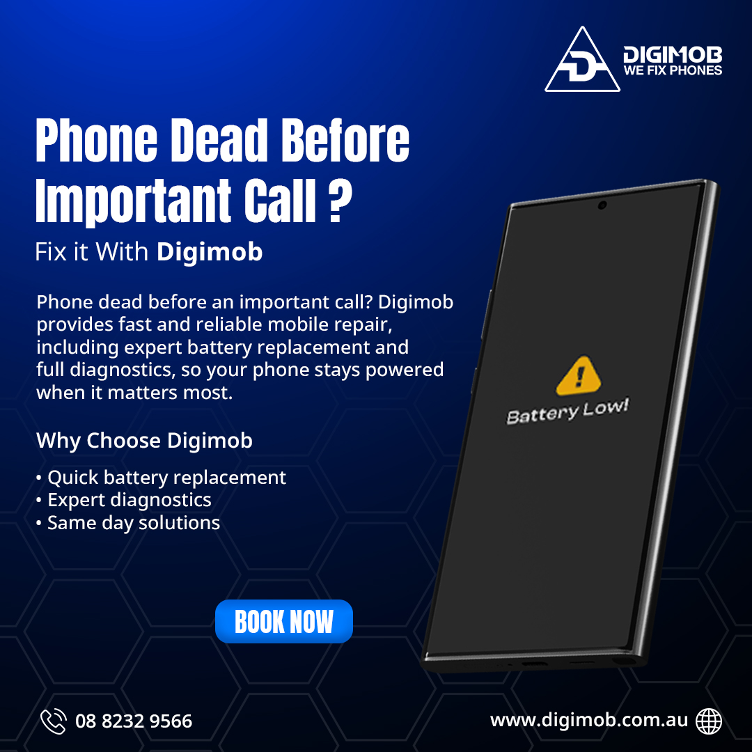 DigimobAU's tweet image. Phone Dead Before Important Call - Fix it With Digimob

Digimob offers fast, reliable mobile repair services to restore your phone’s power and performance.

Website: digimob.com.au

#digimobphonerepair #phonerepair #batteryreplacement #mobilerepair #techsupport