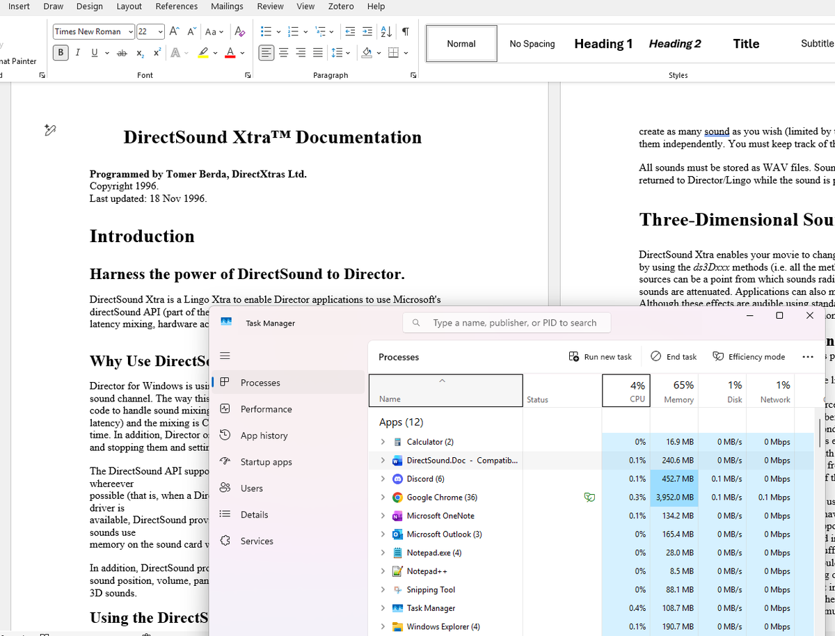 despair's tweet image. For that matter, Microsoft Word 2002 used about 25MB of RAM.  Now Word uses 10x that much memory to display the same 584kb document. What the heck is it doing to that text now that it wasn't doing before?