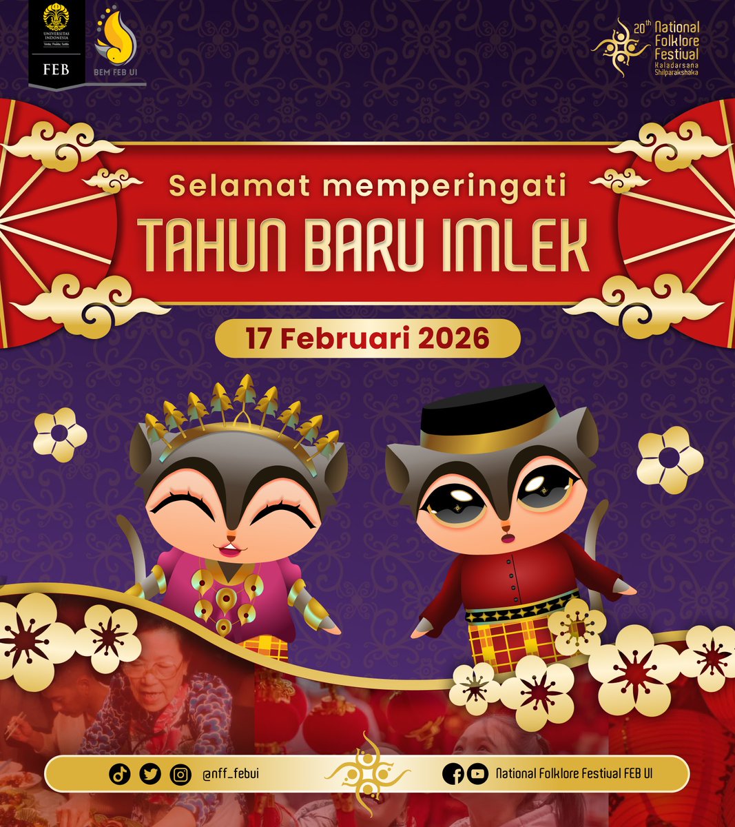 [TAHUN BARU IMLEK 2577] 

Selamat merayakan Tahun Baru Imlek 2577!
Semoga di Tahun Kuda ini membawa semangat, keberuntungan, dan kebahagiaan bagi kita semua.

The 20th NFF
#KaladarsanaShilparakshaka
#AnakMudaCintaBudaya