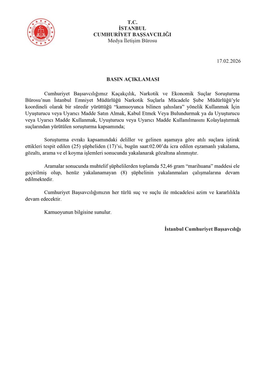 İstanbul Cumhuriyet Başsavcılığı tweet media