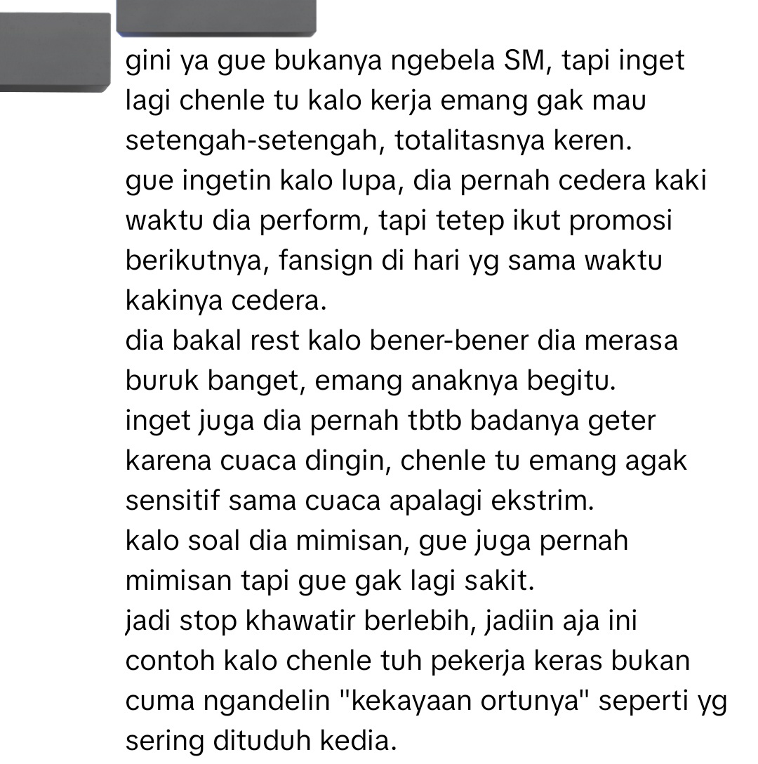 bilsnowle's tweet photo. @chenlebase Bahkan ada yang sampe ngetik sepanjang ini cuma buat ngebela agensi 🥲 paham sih chenle itu walaupun lagi sakit juga tetep diusahain perform, tapi aneh banget opininya berasa nyepelein dan diwajarin aja kalo ngeliat dia kenapa kenapa https://t.co/ia3K3fIHFt