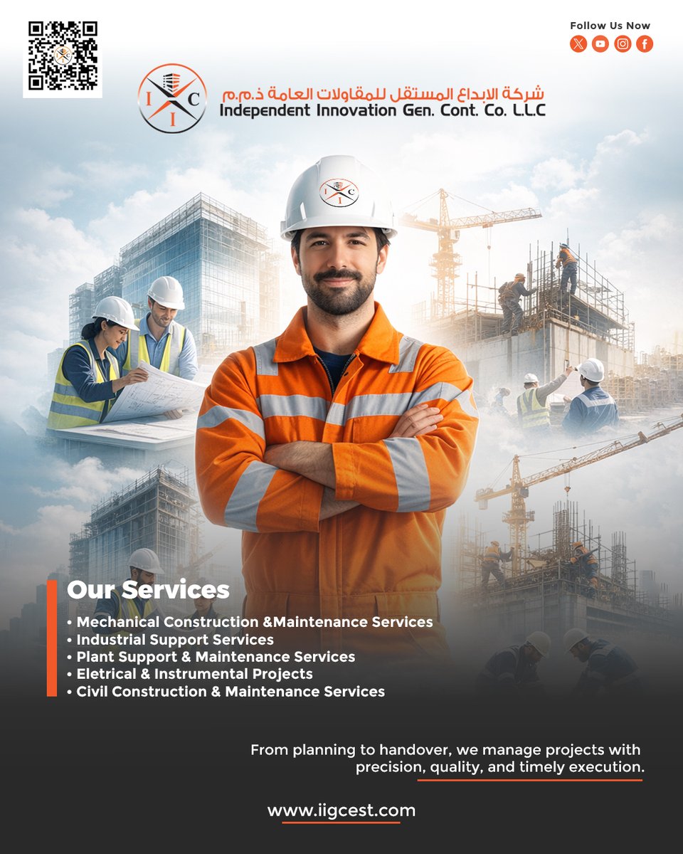 iigcest's tweet photo. Trusted partner for mechanical, Civil &amp; Industrial projects in Saudi Arabia.

Quality. Safety. Timely delivery.

🌐 https://t.co/pibYEf39iS

#KSAConstruction #Engineering #SaudiBusiness #IIGCEST https://t.co/fqUNU2LJQU