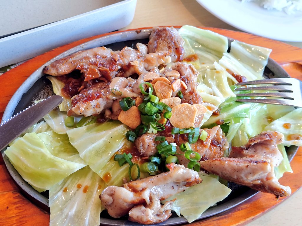 少遅いめのお昼は、いつものニンニクたあぷりの、ひと口チキンステーキ
#ごちそう食べるんだ😋