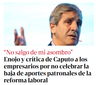 CarlosMaslaton's tweet photo. No celebran porque el problema argentino actual no es una cuestión de costos ni de impuestos. El problema argentino actual es el tipo de cambio y la tasa de interés, ambos establecidos por el gobierno para generar rentabilidad financiera real sin hacer nada y con garantía del estado. Esquema que destruye la producción y funde a las empresas. Cualquier "reducción" que hagas es irrelevante frente a una tasa de interés del 45% anual en dólares sufragada con fondos públicos para colmo. Cualquiera que recuerde 1980, 1988 ó 2017 sabe cómo termina y esta vez el artificio financiero es mayor que en aquellos tres experimentos aniquiladores del país.