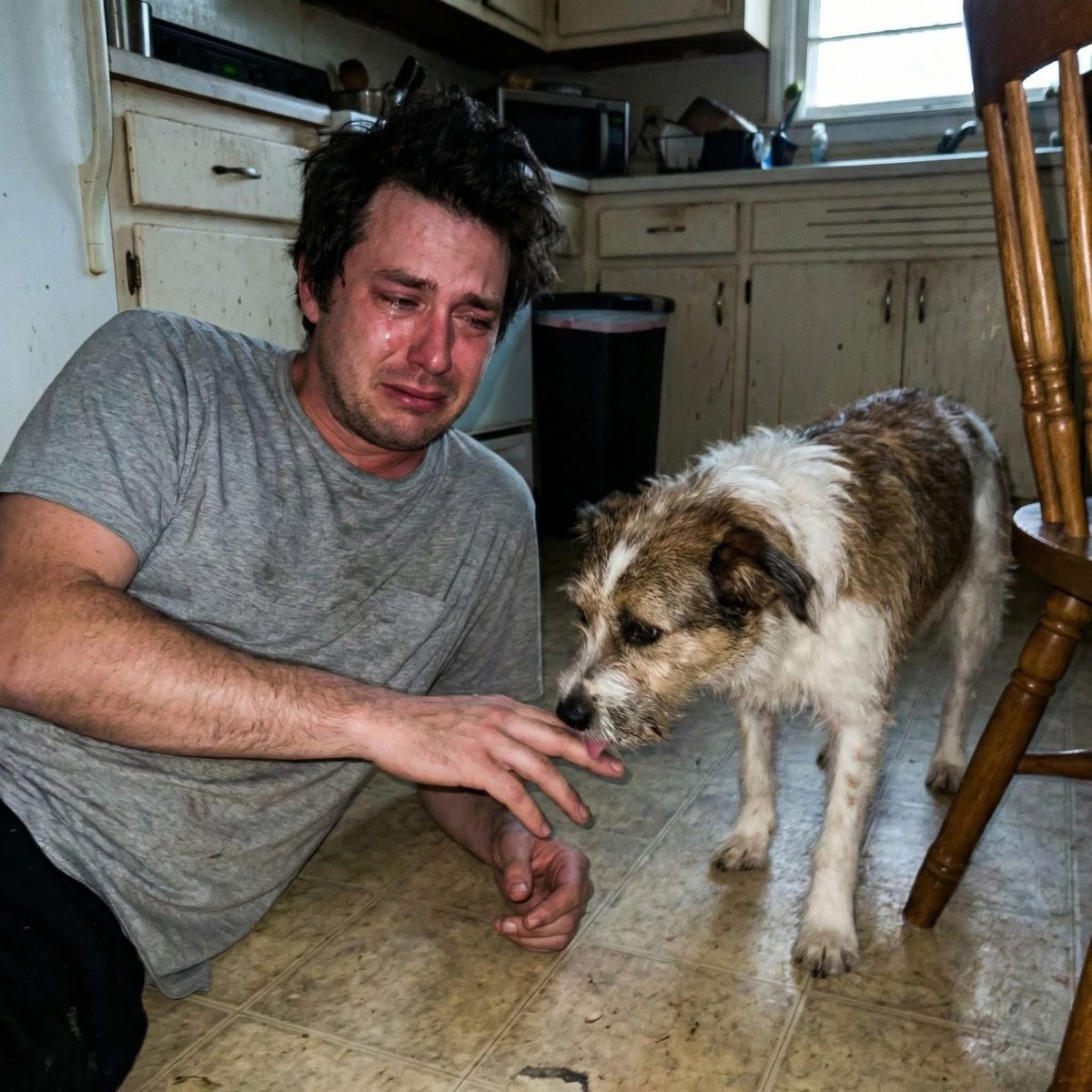 I took this dog from a man who was beating her with a chain. That was four months ago. I've been trying to earn her trust every single day since.

Some days I think we're getting somewhere. Then I reach for my coffee mug too quickly, and she hits the floor like a bomb went off.