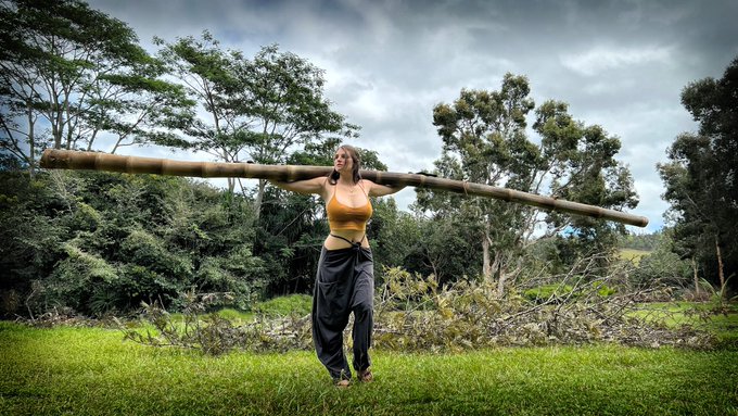 Nicolle Love - 2 pic. Harvesting giant black bamboo at my bigout farm! https://t.co/kub7kdS5PB