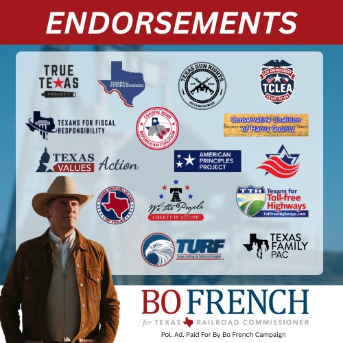 Early voting has begun. There is a reason why almost every conservative group in Texas has endorsed my campaign. Help me get Texas on the right track.