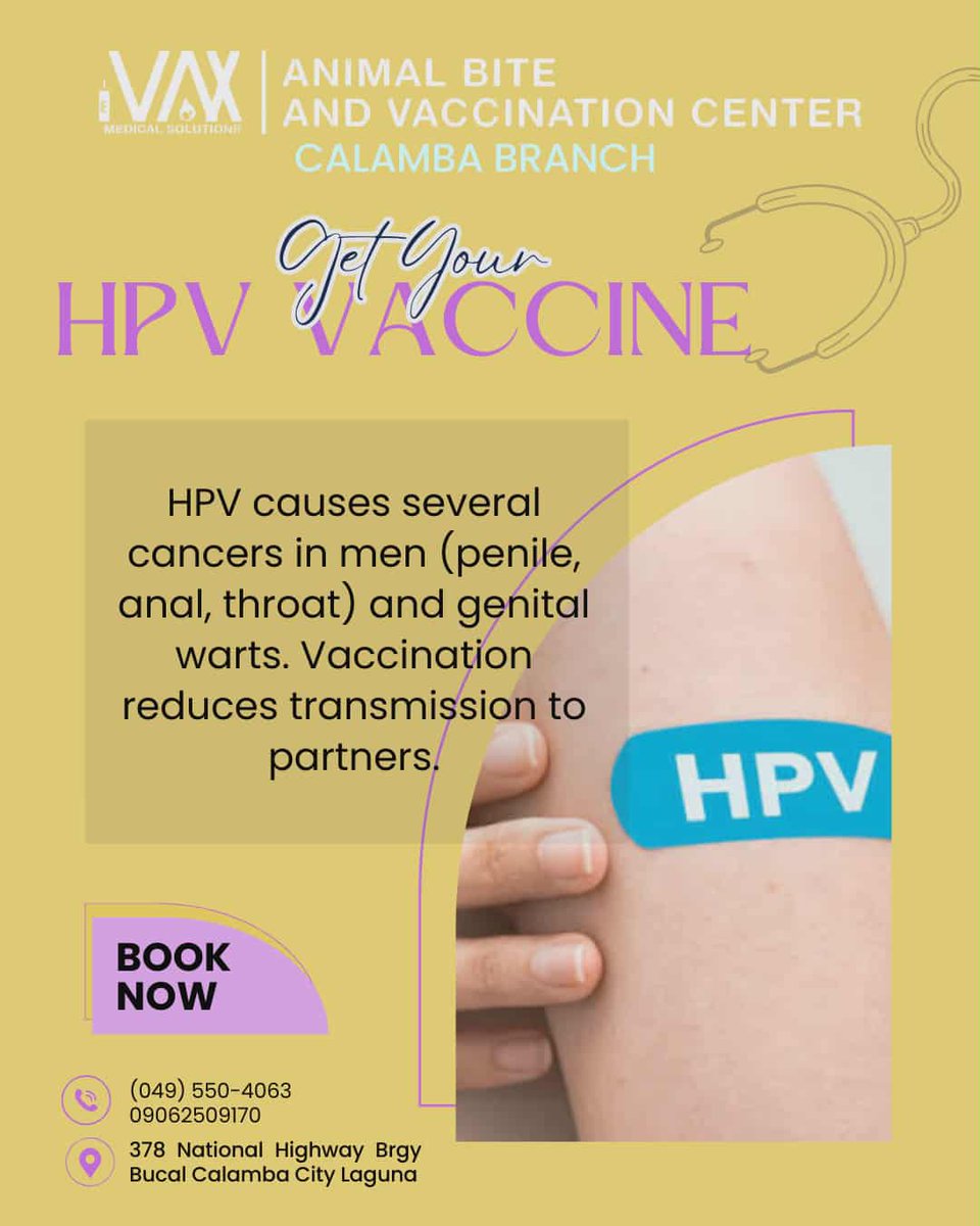 ivaxcalamba's tweet photo. Hindi lahat ng cancer ay nakikita—pero pwede itong maiwasan.
💜 HPV Vaccine is one simple step toward lifelong protection.
Para sa babae at lalaki. Para sa mas ligtas na bukas.
📍 378 National Highway Brgy. Bucal, Calamba City, Laguna
📞 (049) 550-4063 / 0906-250-9170 https://t.co/d8faHp397N