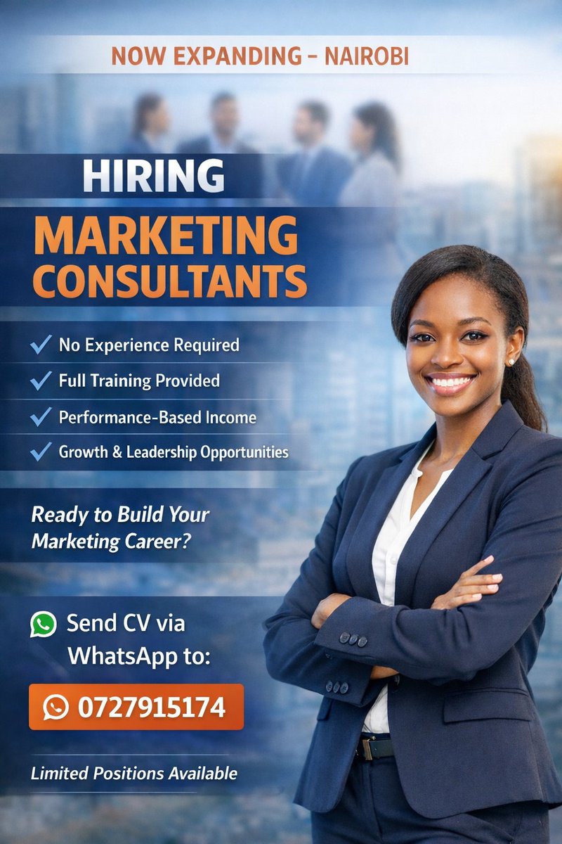 PurityPaula's tweet photo. NOW EXPANDING – NAIROBI
We’re looking for motivated individuals to join our team as Marketing Consultants.
✔ No experience required
✔ Full training provided
✔ Performance-based income
✔ Growth &amp; leadership opportunities
#onlylovefanmeeting
#marthakarua
#mikesonko https://t.co/eR4aK6OAgx