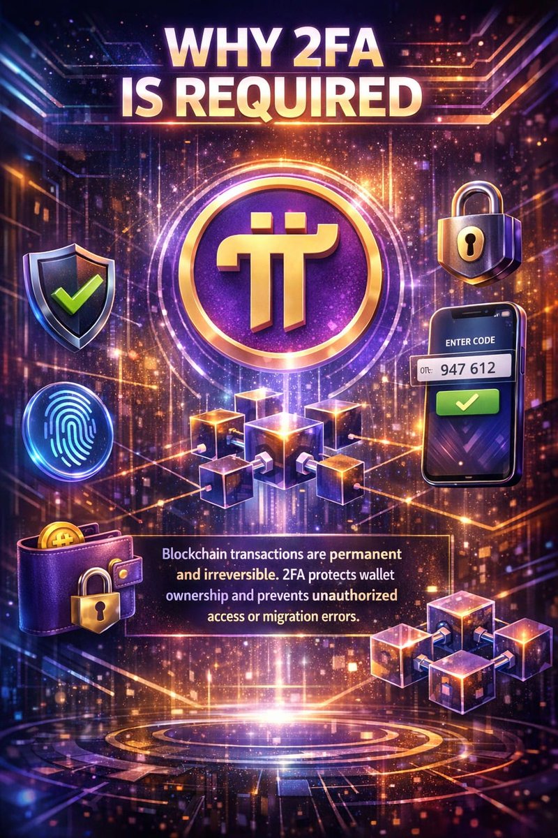 santosinakatomo's tweet image. 🔐 WHY is 2FA required for Pi Network migration?
Blockchain transactions are permanent — security comes first! ⚡
✅ Protect wallet ownership
✅ Prevent unauthorized access
✅ Safe Mainnet migration

🎥 Full guide on YouTube:   youtu.be/7Kqbf8RVweA?si…

🚀💜🔁