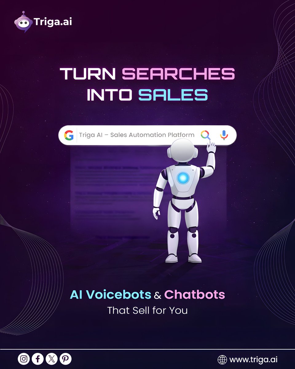 TrigaAi's tweet photo. People are already searching.
The question is — are you converting them? 👀
AI Voicebots &amp; Chatbots that respond instantly, qualify leads, and turn conversations into real sales.

No missed opportunities. Just smarter automation. 🚀

#Sales #ArtificialIntelligence #Growth https://t.co/ZCLLJPZqWL