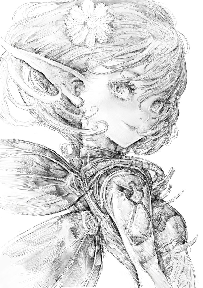 私はこういう絵を描いています ipadでアナログ鉛筆画風に描いています！