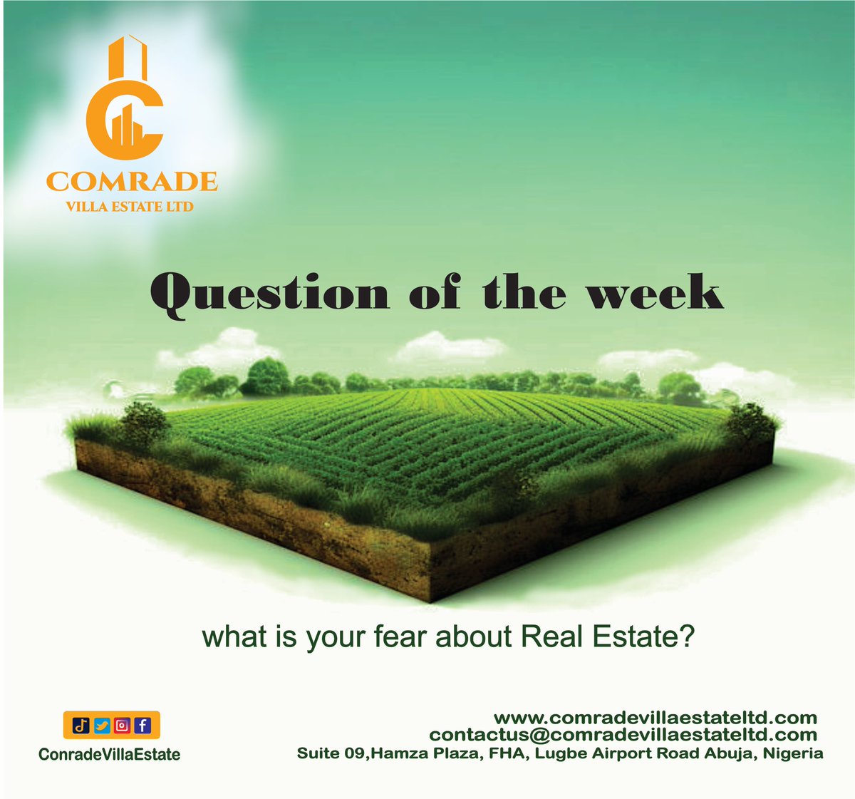 ComradeLtd11805's tweet photo. Real estate is more than property—it’s security, legacy, and a smart path to lasting wealth. Own land today, build your future with confidence. 

#RealEstateMindset #LandIsWealth #SmartInvestment #PropertyGoals #BuildYourLegacy #WealthCreation #SecureYourFuture #RealEstateLife https://t.co/5Xtlk0drV2