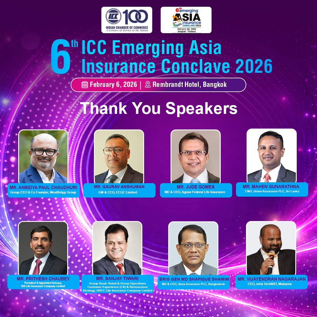 ICC_Chamber's tweet image. Grateful to our esteemed speakers for sharing powerful insights and shaping meaningful conversations at the 6th Emerging Asia Insurance Conclave 2026 held in Bangkok 

Your expertise and vision made the event truly impactful.

#AsiaLeadership #BusinessInsights #BangkokEvents