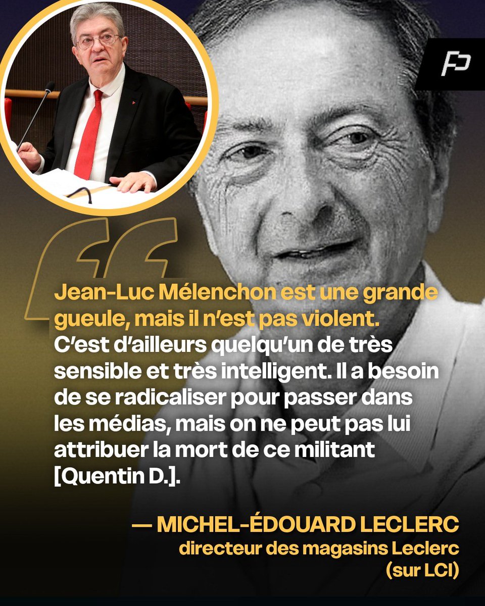 Il ne faut pas accuser Mélenchon de la mort du militant Quentin D. 😡
« Boycott des magasins Leclerc ! » 😡