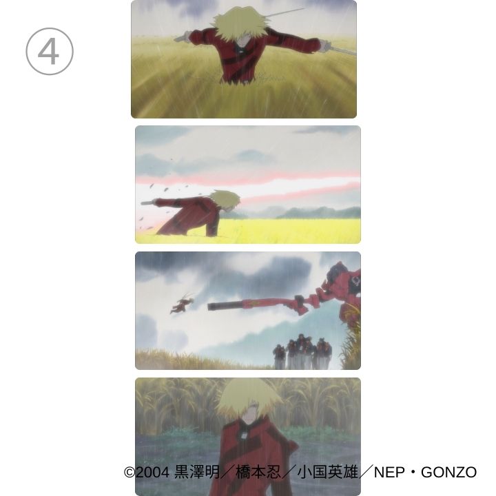 第十六話「死す！」

激しく降りしきる雨のなか野伏せりが三方から村に迫る。食糧収奪の任務を放棄し、村の壊滅へと戦術を変えた野伏せりの蹂躙は凄まじく、 一瞬にして村は炎につつまれる。
サムライたちは、それぞれに死闘を繰り広げ...