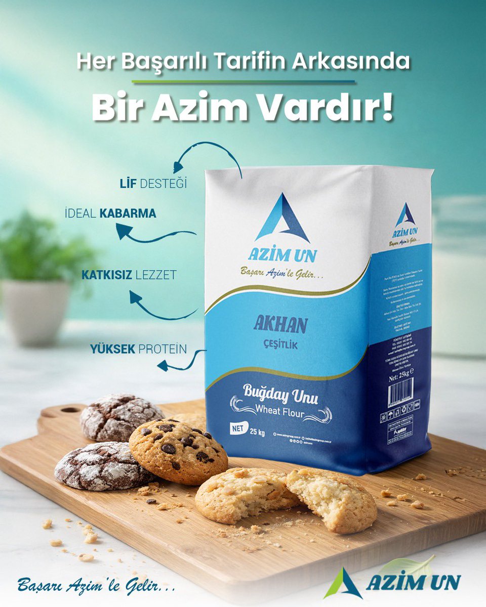 Her başarılı tarif doğru oran, doğru teknik ve doğru hammaddeyle şekillenir.

Akhan Çeşitlik Buğday Unu yüksek protein değeri, ideal kabarma performansı ve lif desteğiyle hamurda dengeli ve güçlü yapı oluşturur. 

Katkısız içeriğiyle reçetelerde istikrarlı sonuç sunar.

#akhan