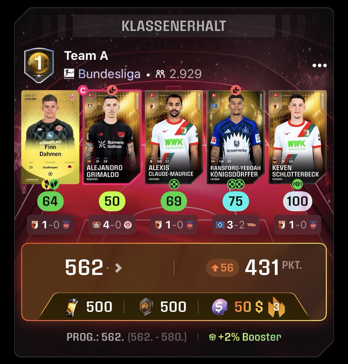 Daniel839313342's tweet photo. @SorareTogether Zum ersten Mal den 3er Streak geholt https://t.co/J2FEBgRIVy