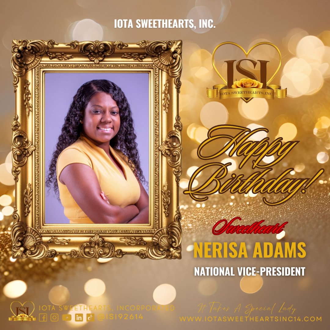 ISI_Southern's tweet photo. Happy Birthday to our National Vice-President, Sweetheart Nerisa Adams. May your day be filled with love and celebration! 💛🤎🎉
#HappyBirthday #ISILeads #ISI2014 #IotaSweethearts https://t.co/cf0O8Ub8SX
