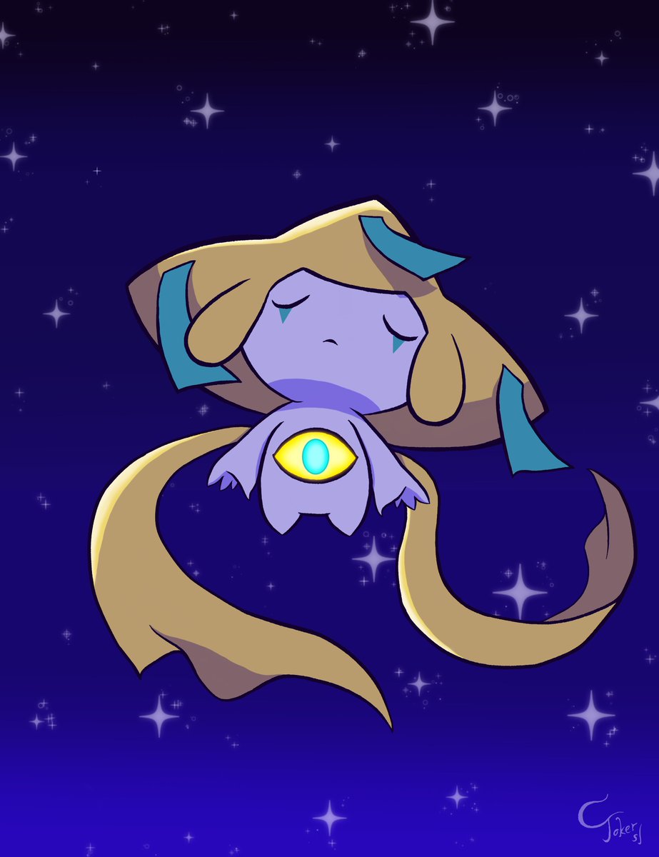 First drawing of the year!!!
The Wishmaker.

Jirachi is cute, until you remember the giant EYE in its stomach.
TeLL tHe EyE yoUR WiSh....  👁️
#Pokemon