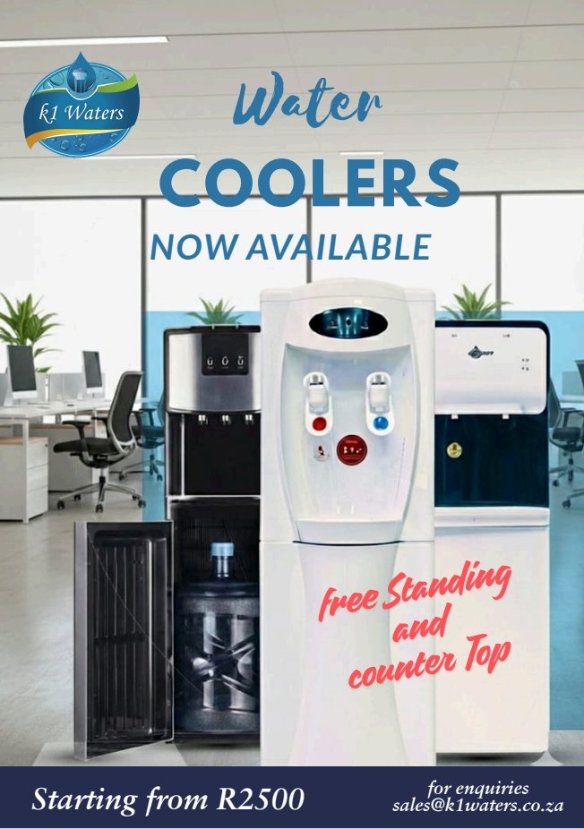 Office and home water coolers now available. For further enquiries and other models, get in touch at sales@k1waters.co.za
#purifiedwater
#office #coolers
